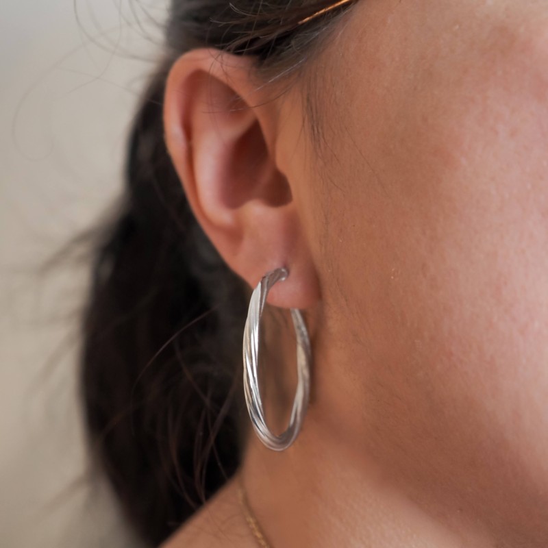 Créoles rondes - Carador - Argent torsadées 3mm - 38/2