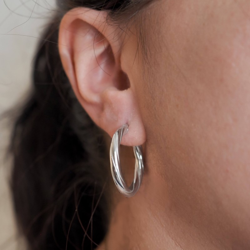 Créoles rondes - Carador - Argent torsadées 3.5mm - 28/2