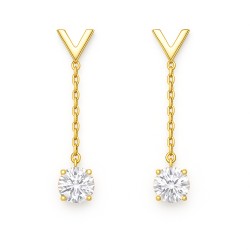 Boucles d'oreilles Pendantes Victoria Magdalena - Argent Doré et Oxydes de zirconium