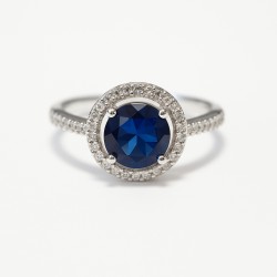 Bague Argent Femme Carador - Oxydes de zirconium blanc et bleu