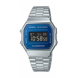 Montre Casio Digital - Argenté Fond Bleu