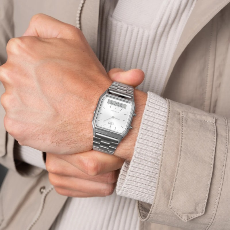 Montre Digitale analogique Casio Acier Argenté