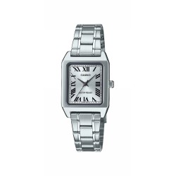 Montre Casio Digital - Acier Argenté Mailles Fond Blanc Index Chiffres Romains