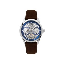 Montre Pierre Lannier Homme Automatique Monarck - Argenté Cuir Marron