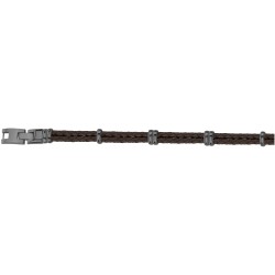 Bracelet Phebus Homme Acier Cuir Marron