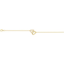 Bracelet Plaqué or Carador Doubles Cœurs - oxydes de zirconium