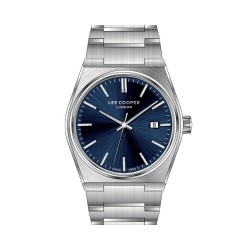 Montre Homme Lee Cooper - Acier Argenté Fond Bleu