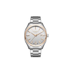 Montre Homme Lee Cooper - Acier Argenté Fond Blanc