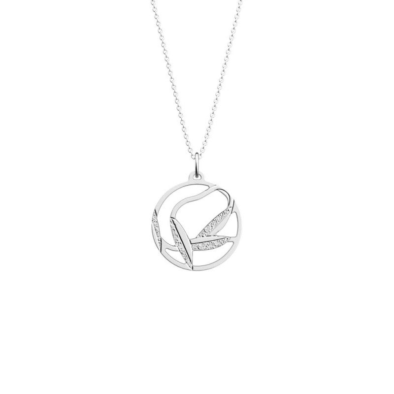 COLLIER LES GEORGETTES ROSE DES SABLES LAITON ARGENTÉ 25 MM