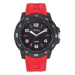 Montre Tekday Homme bracelet silicone rouge boitier noir