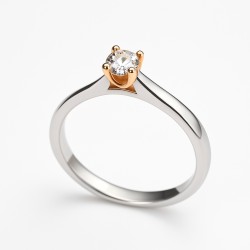 Bague Solitaire Carador Or Blanc 375/000 Diamant sur chaton doré rose