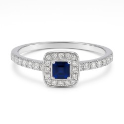 Bague Solitaire accompagné Carador Or Blanc 750/000 Diamant et Saphir