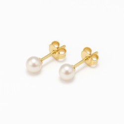 Boucles d'oreilles Carador Or Jaune 750/000 - Perle de culture 4mm
