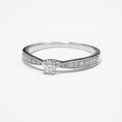 Bague Solitaire Accompagné Carador Or Blanc 375/000 Diamants