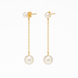 Boucles d'oreilles clous pendantes Carador - Or Jaune 375/000 Perles de culture
