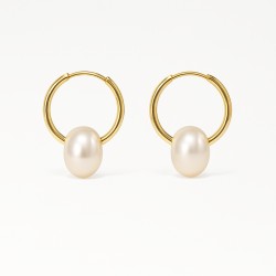 Boucles d'oreilles créolesCarador - Or Jaune 375/000 Perle de culture