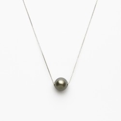 Collier Or Blanc 375/000 Maille Venitienne - Perle de Tahiti