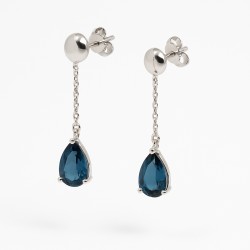 Boucles d'oreilles clous pendantes Carador - Or Blanc 375/000 Topaze