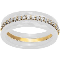 Bague Carador Plaqué Or Oxydes de zirconium et Céramique blanche