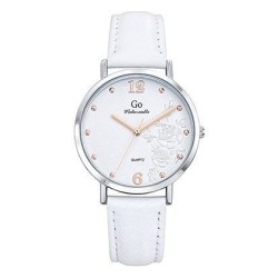 Montre Go femme bracelet cuir blanc index doré rose