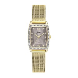 Montre Joalia femme acier milanais doré fond marron