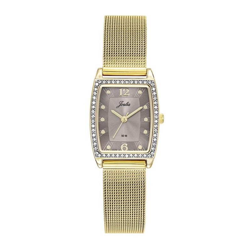 Montre Joalia femme acier milanais doré fond marron