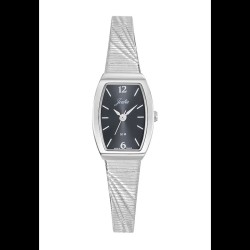 Montre Joalia femme acier argenté cadran tonneau fond noir
