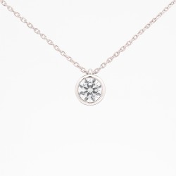 Collier Solitaire Atelier 17 Or Blanc 750/000 Diamant Synthétique Serti Clos