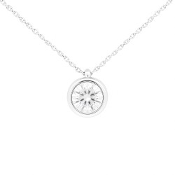 Collier Solitaire Atelier 17 Or Blanc 750/000 Diamant Synthétique Serti Clos