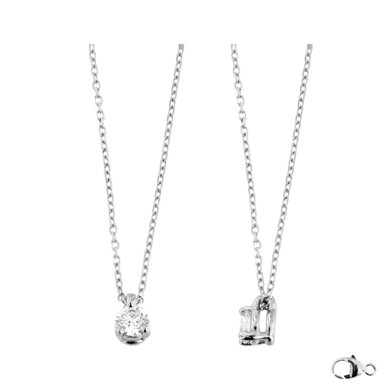 Collier Solitaire Atelier 17  Diamant Synthétique Or Blanc 750/000