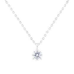 Collier Solitaire Atelier 17 Or Blanc 750/000 Diamant Synthétique Serti 3 Griffes
