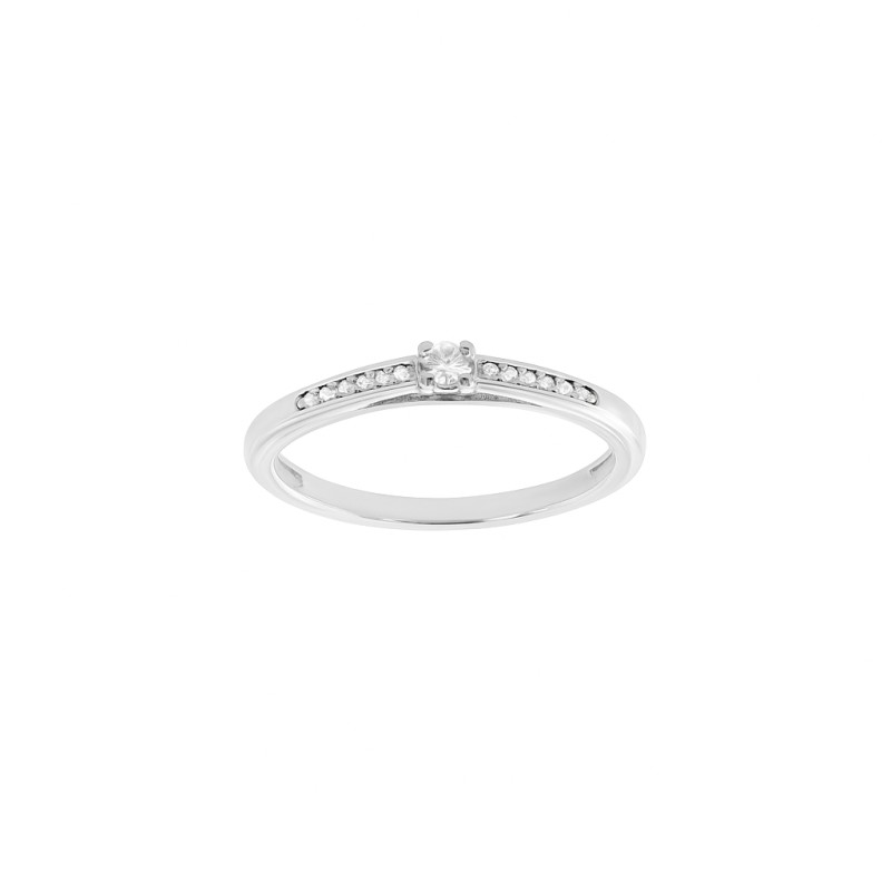 Bague Solitaire Accompagné Atelier 17 Diamants Synthétiques Or Blanc 750/000