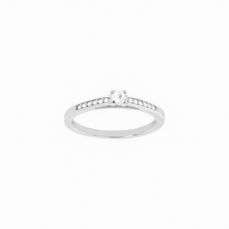 Bague Solitaire Accompagné Atelier 17 Diamants Synthétiques Or Blanc 750/000