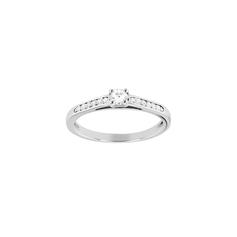 Bague Solitaire Accompagné Atelier 17 Diamants Synthétiques Or Blanc 750/000