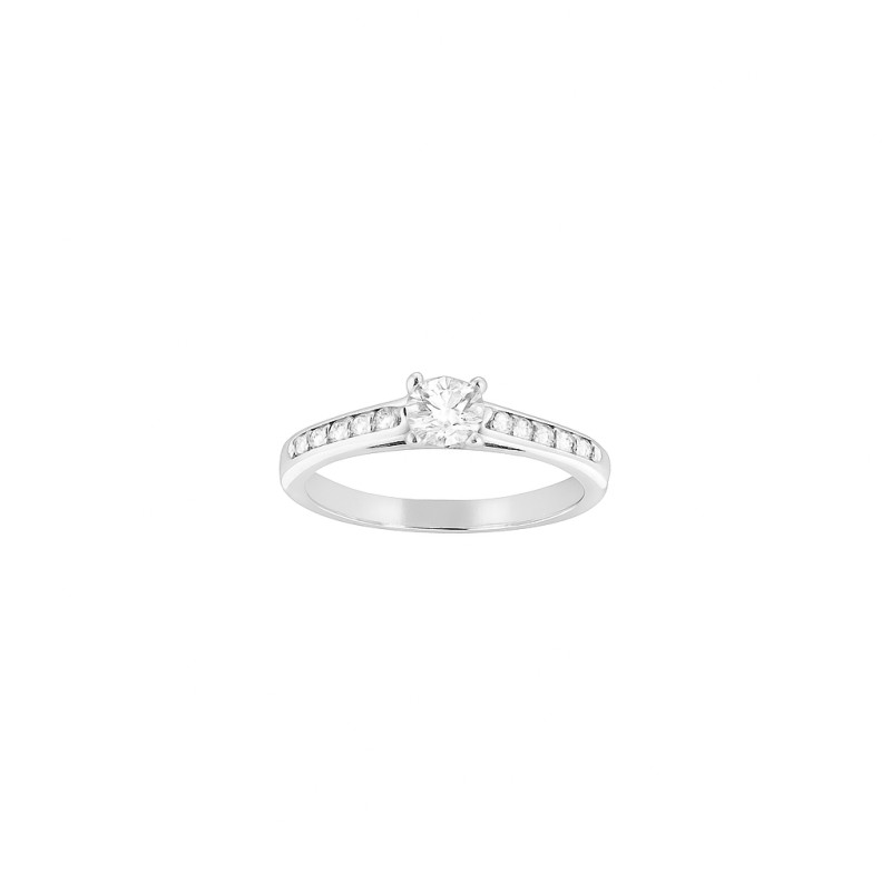 Bague Solitaire Accompagné Atelier 17 Diamants Synthétiques Or Blanc 750/000