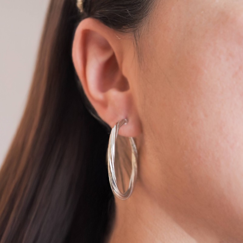 Créoles rondes - Carador - Argent torsadées 3mm - 38/2