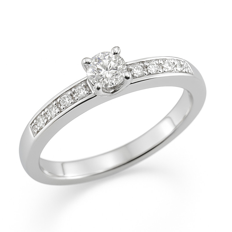 Bague Solitaire accompagné Carador en  OR 750/000 et Diamants