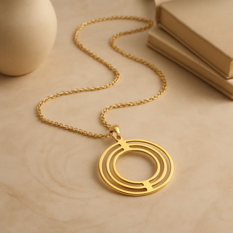 Collier Femme Carador pendentif 3 anneaux Or Jaune 750/000