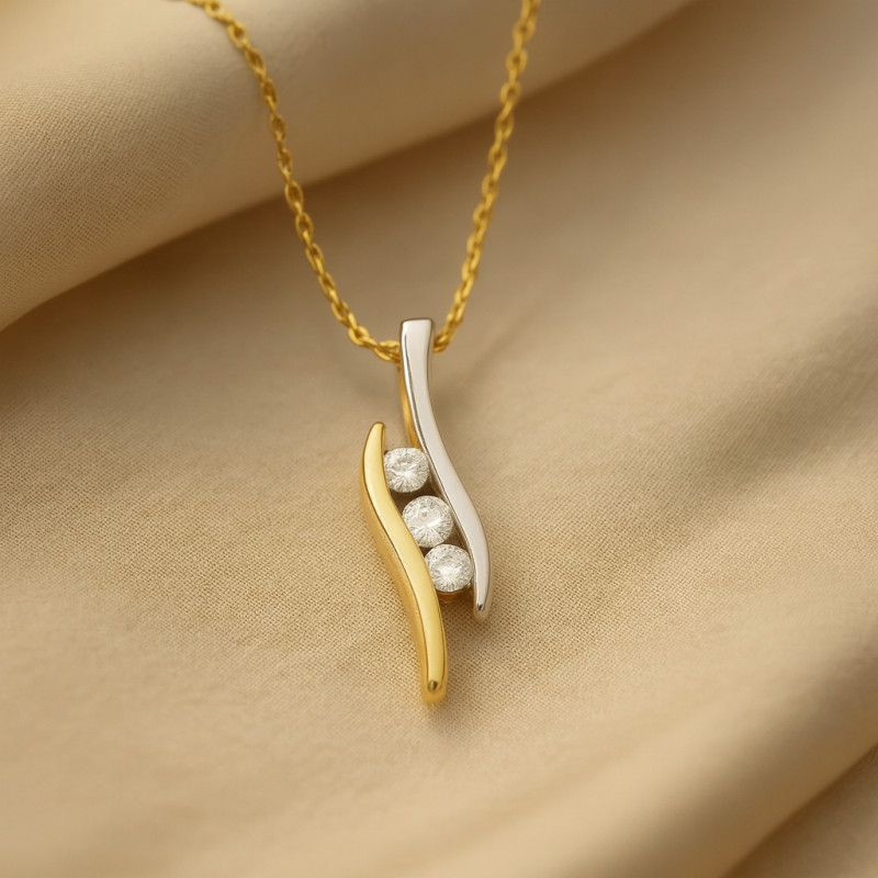 Collier femme CARADOR en or 750/000 bicolore et oxydes de zirconium