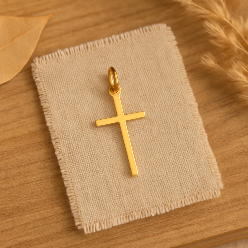 Pendentif Carador Croix fil carré en or jaune 750/000
