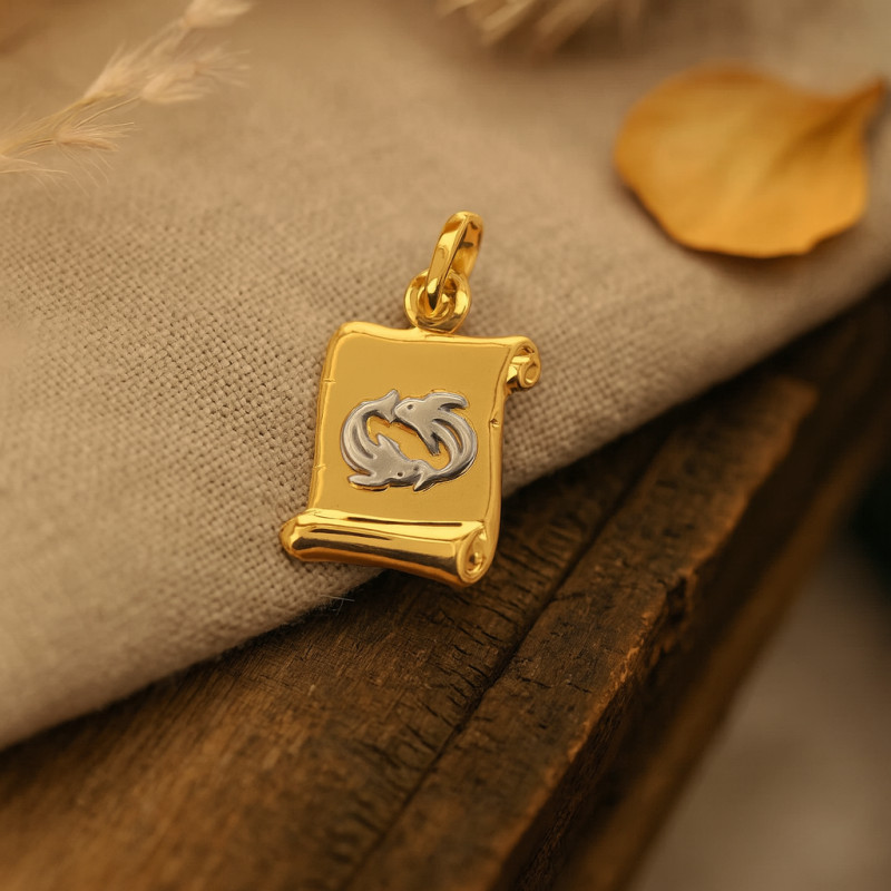 Médaille Carador parchemin poisson or bicolore 750/000