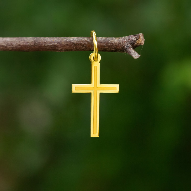 Pendentif Religieux Carador croix relief en or jaune 750/000