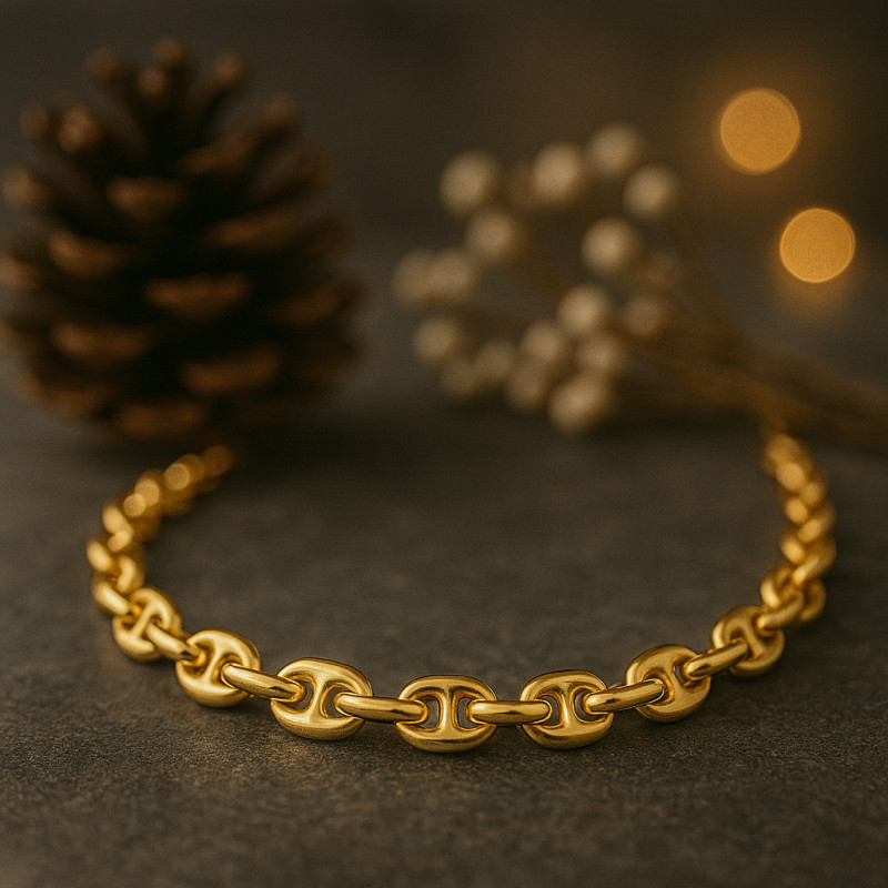Collier or jaune 750/000 CARADOR en maille grain de café fine