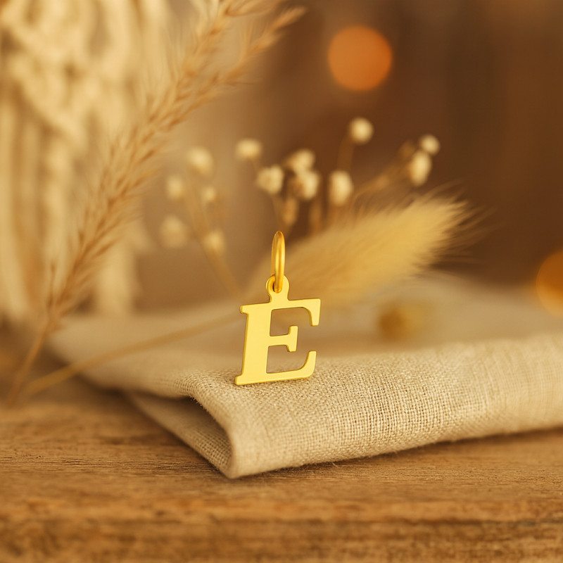 Pendentif lettre E en or jaune 750/000 CARADOR