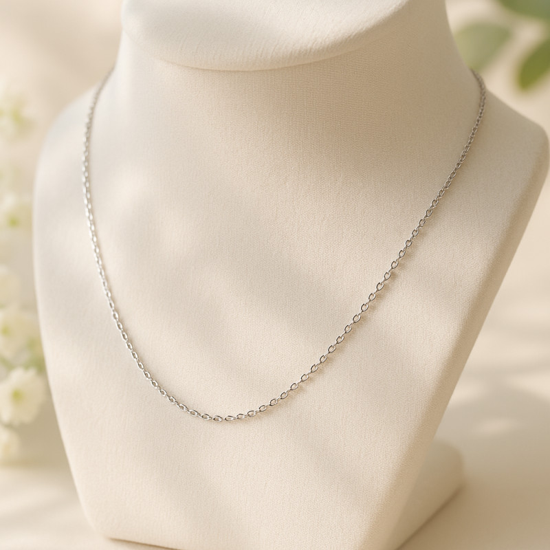 Chaîne CARADOR maille forçat or blanc 750/000 45 cm