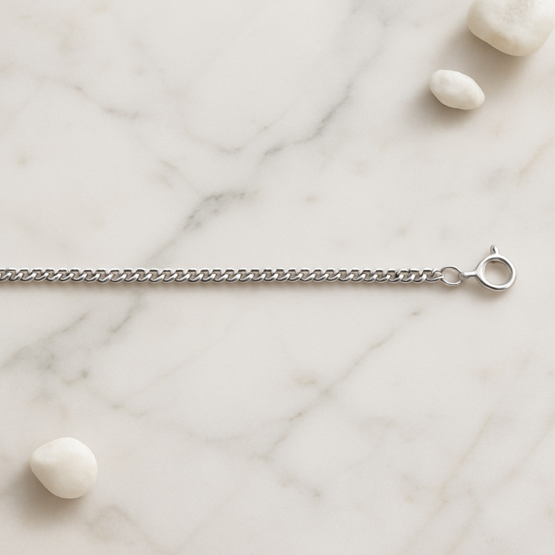 Chaîne CARADOR  maille gourmette or blanc 750/000 40 cm