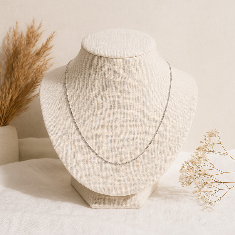 Chaine Carador Or blanc 750/000 Maille gourmette  40cm