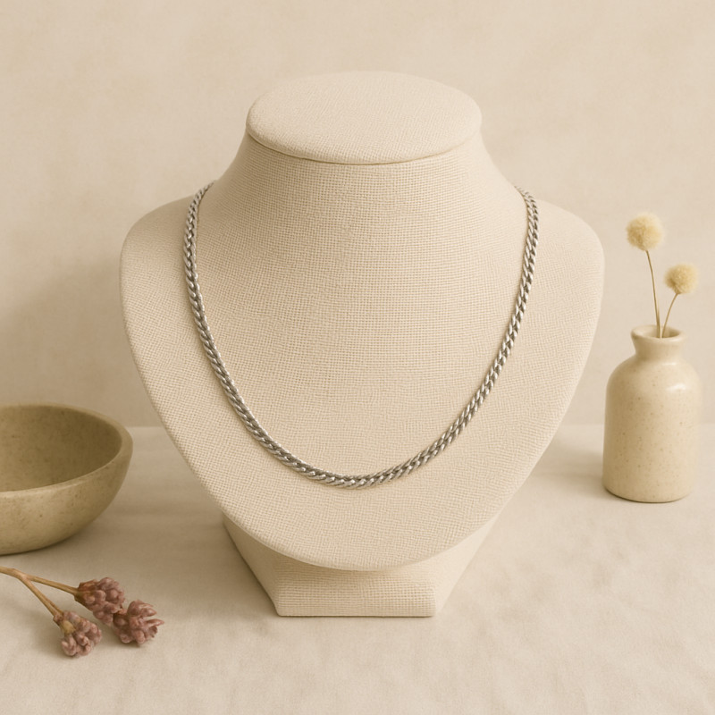 Chaîne CARADOR  maille gourmette or blanc 750/000 50 cm