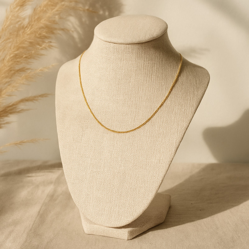 Chaine Carador Or jaune 750/000 Maille gourmette ultra fine 40 cm