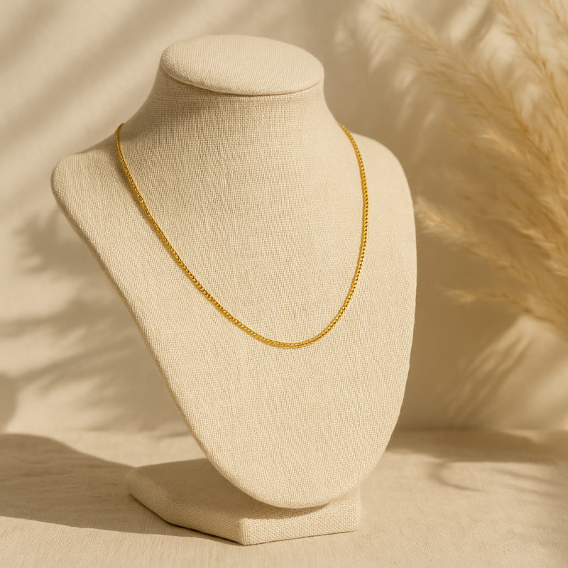 Chaine Carador Or jaune 750/000 Maille gourmette ultra fine 45 cm